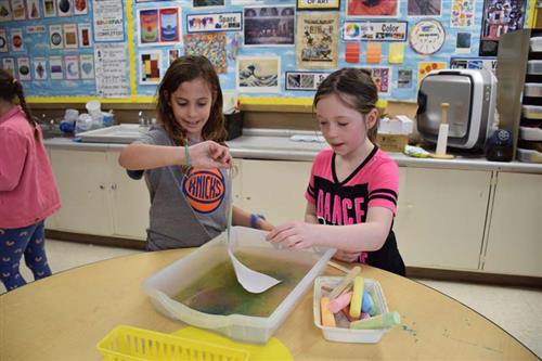 Third Graders Create Original Chalk Float Prints